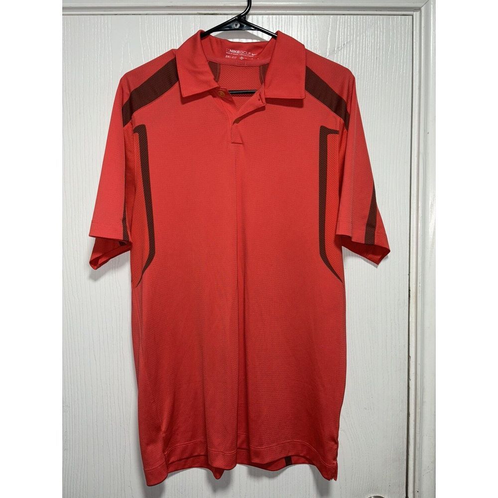 Nike Golf Men's Medium Dri-Fit Performance Polo Shirt Red‎ Short Sleeve